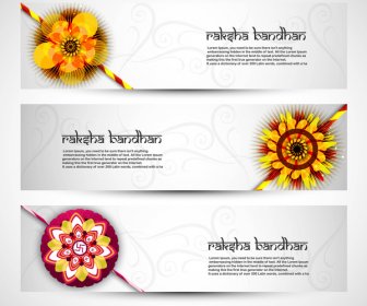 Cabeçalhos De Celebração Três Colorido Fantástico Raksha Bandhan Vector
