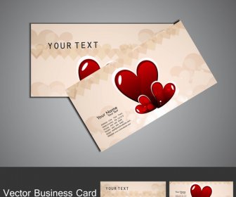 Fantastic Valentines Day Red Colorful Heart Business Card Set