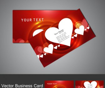 Fantastik Sevgililer Günü Kırmızı Renkli Kalp Kartvizit Seti