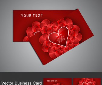 Fantástico Conjunto De Tarjeta De Visita De Corazón Colorido Rojo Del Día De San Valentín
