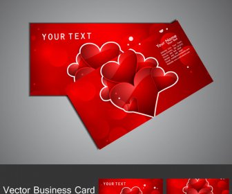 Fantastik Sevgililer Günü Kırmızı Renkli Kalp Kartvizit Seti