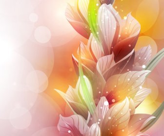 Fantasy Flowers Shiny Vector Background