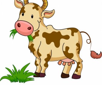 مزرعة الحيوان الخلفية البقرة رمز الكرتون طابع التصميم