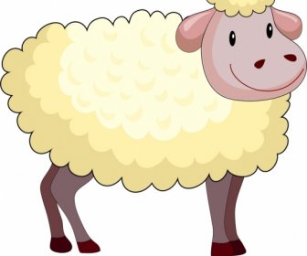 Farm Animal Background Sheep Icon Colored Cartoon Design