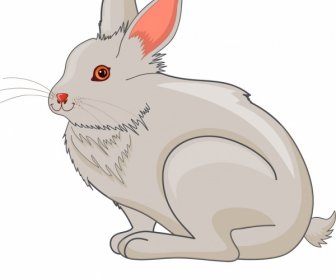 농장 동물 그림 토끼 아이콘 회색 디자인