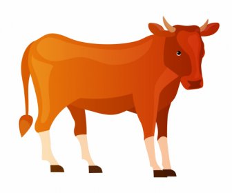 Farm Cow Icon Colored Cartoon Sketch