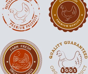 Farm Food Seals Hen Icon Sketch Circle Design