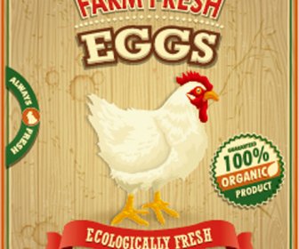 Farm Fresh Food Poster Vintage Vector