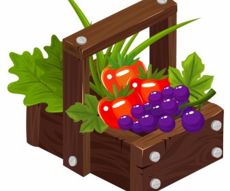 Farm Fruits Icon Colorful 3d Classic Sketch