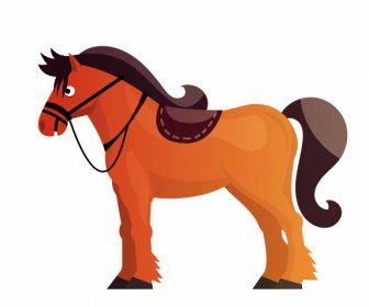 Farm Horse Icon Colored Flat Sketch