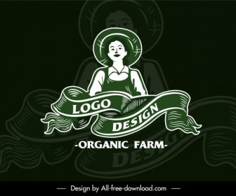 Farm Logo Template Handdrawn Sketch Farmer Ribbon Decor