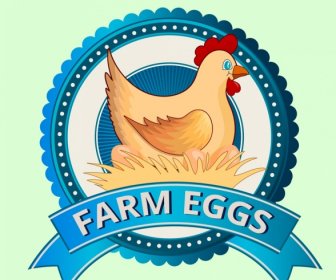 Farm Logotype Hen Eggs Icons Decor
