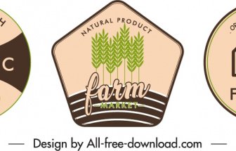Farm Product Badge Template Flat Classical Handdrawn Decor