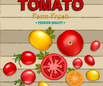 Productos Agrícolas De Fondo Brillante Plana Diseño De Tomate Icono