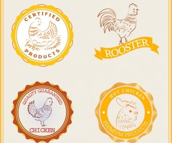 Landwirtschaftlichen Produkten Logos Huhn Symbol Skizze
