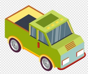 農用卡車圖示綠色 3D 草圖
