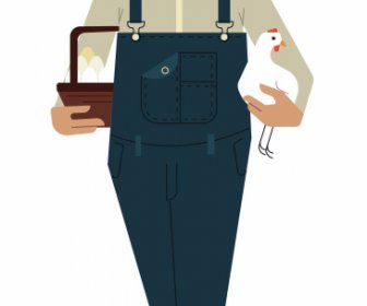 農家の仕事のアイコンの色付きの漫画のキャラクター