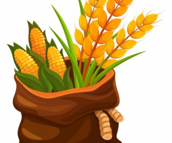 Landwirtschaftliche Produkt Symbol Klassische Mais Getreide Sack Skizze