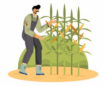 농사 그림 농부 옥수수 농장 스케치