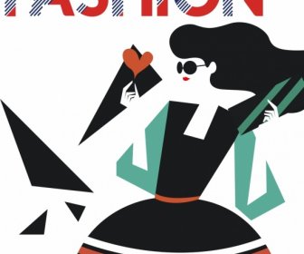 Fashion Wanita Banner Ikon Berwarna-warni Geometris Dekorasi