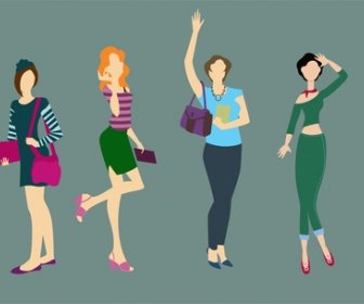 Fashion Concept Illustration With Women Wearing Various Clothes