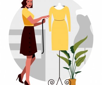 Fashion Designer Job Background Colored Cartoon Design