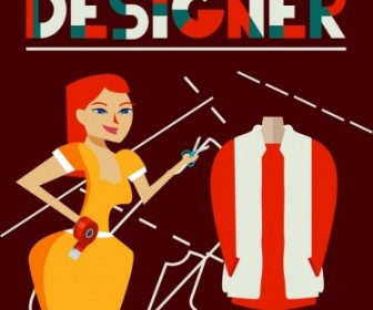Decorazione Di Stilista Poster Donna Tessile Icone Testi