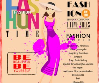 Fashion Poster Design With Trendy Girl In Violet