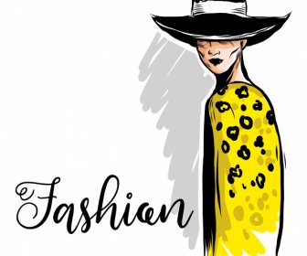 Fashion Poster Template Handdrawn Design Lady Sketch
