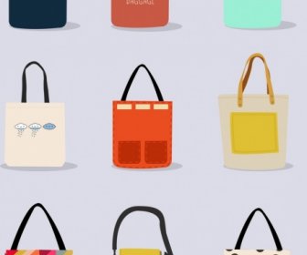 Fashionable Bag Icons Collection Various Colorful Design