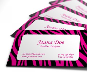 Fashionable Pink And Black Zebra Business Card Design