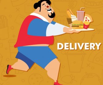 Fast Food Advertisement Fat Man Food Icons
