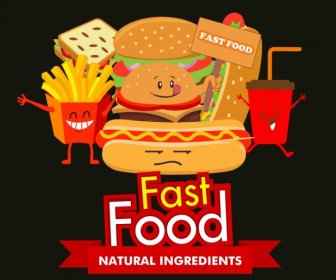 Fast Food Pubblicità Divertente Disegno Stilizzato
