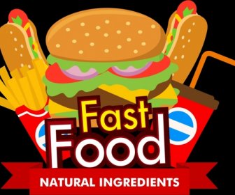 Fast Food (modello Alimentare Icone Testo Nastro Ornamento