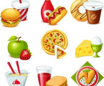 Fast Food And Drinks Design Vectors