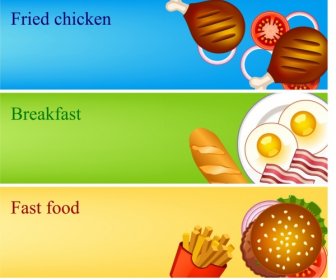 Il Fast Food Banner Ha Colorato Le Icone Per Cucine