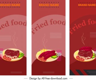 Modelli Di Banner Fast Food Design Verticale Colorato Scuro