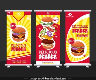 Striscioni Fast Food Colorato Verticale Roll Up Design