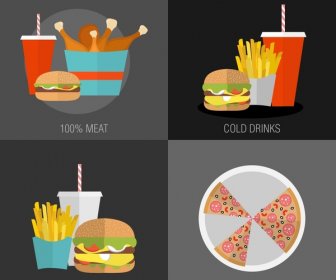 Fast Food Concepts Isolated With Various Cuisines