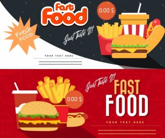 Fast Food Coupon Templates Horizontal Modern Design