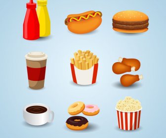 Fast Food Design Elements Set
