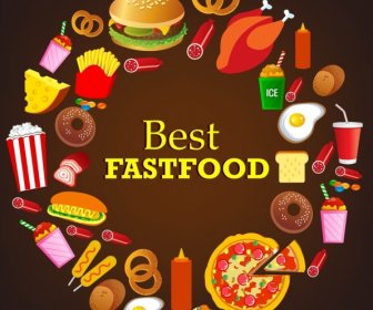 Il Fast Food Design Elementi Diversi Alimenti Icone