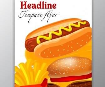 Fast Food Flyer Template Shiny Colored Decor