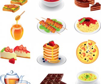 Fast Food Icons Set Vector Graphics