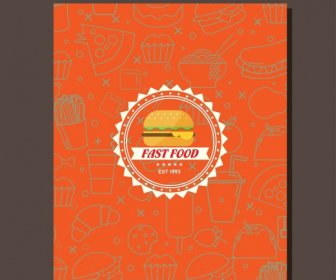Makanan Cepat Saji Brosur Desain Sampul Bergerigi Lingkaran Logo
