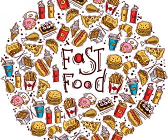 Fast-Food-Menü Hand Gezeichnete Vektor