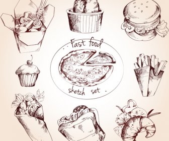 Menu De Fast-food Mão Desenhada Vector
