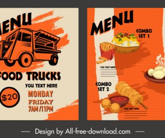 Fast Food Menu Modello Colorato Design Retrò