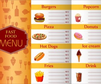 Fast Food Menu Template Vignette Classical Design