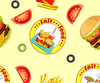 Fast Food Seamless Pattern Design Vector